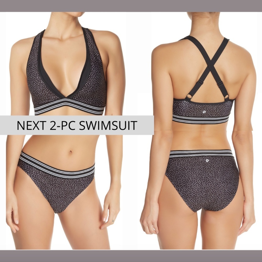 NWT $112 NEXT Stardust Wide Band Bikini Top‎ + Bikini Bottoms SET [ Small ]